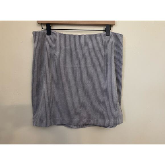 Lulu's Dresses & Skirts - NWT Lulus High Class Corduroy Mini Skirt Gray XL Ribbed A-Line